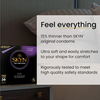 SKYN Elite – 36 Count – Ultra-Thin, Lubricated Latex-Free Condoms