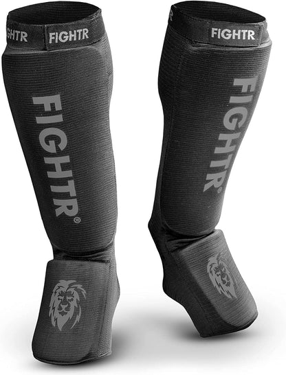 FIGHTR® Shin Guards - Ideal Fit and Padding | shin Protection for Kicks in Kickboxing, MMA, Muay Thai and Other Combat Sports