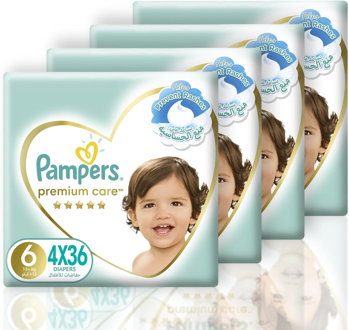 Pampers Premium Care Taped Baby Diapers, Size 6, 13+kg, Unique Softest Absorption for Ultimate Skin Protection, 120 Count