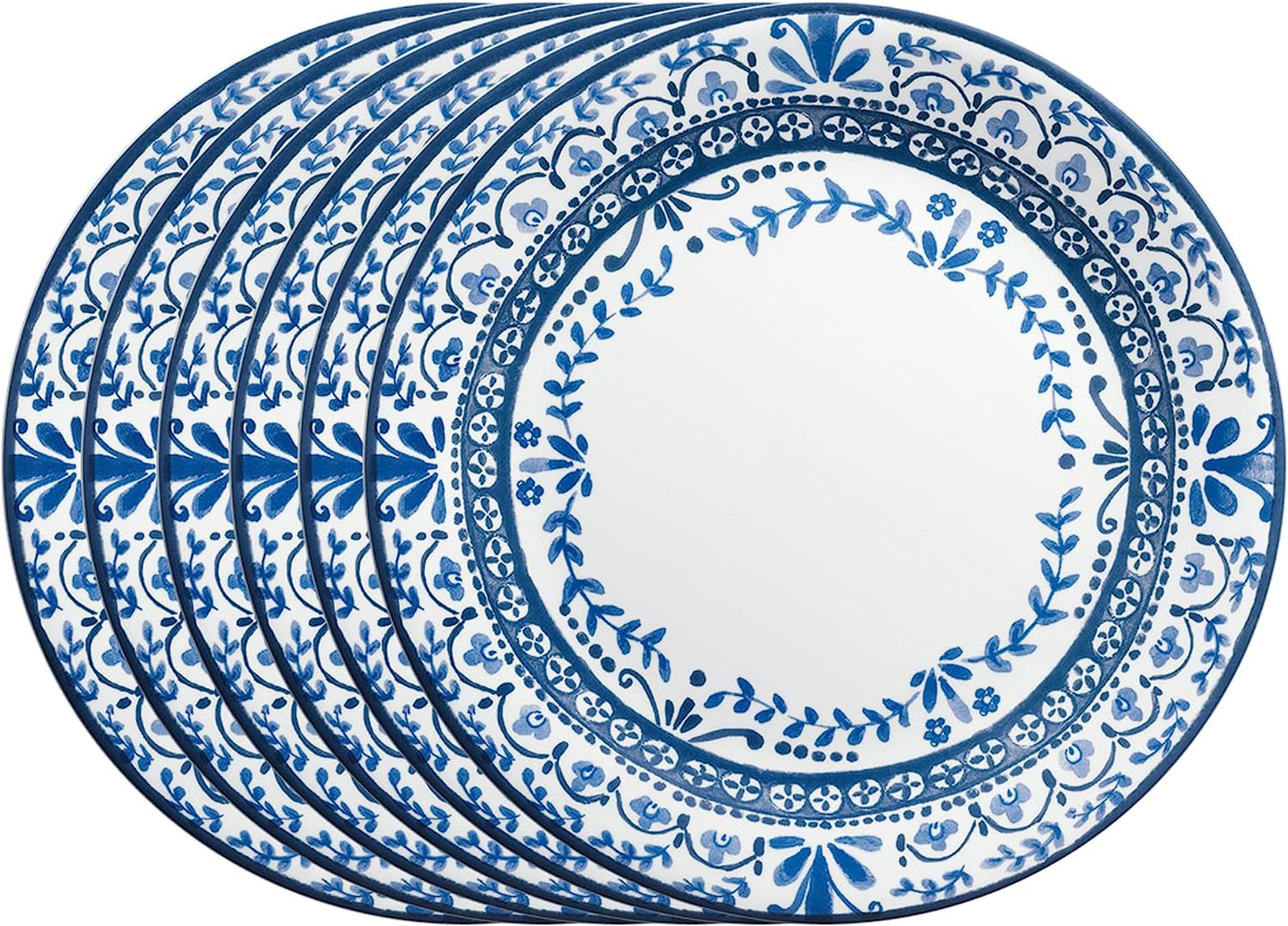 Corelle Service For 6 Chip Resistant Dinnerware Set, 18-Piece, Portofino, White And Blue