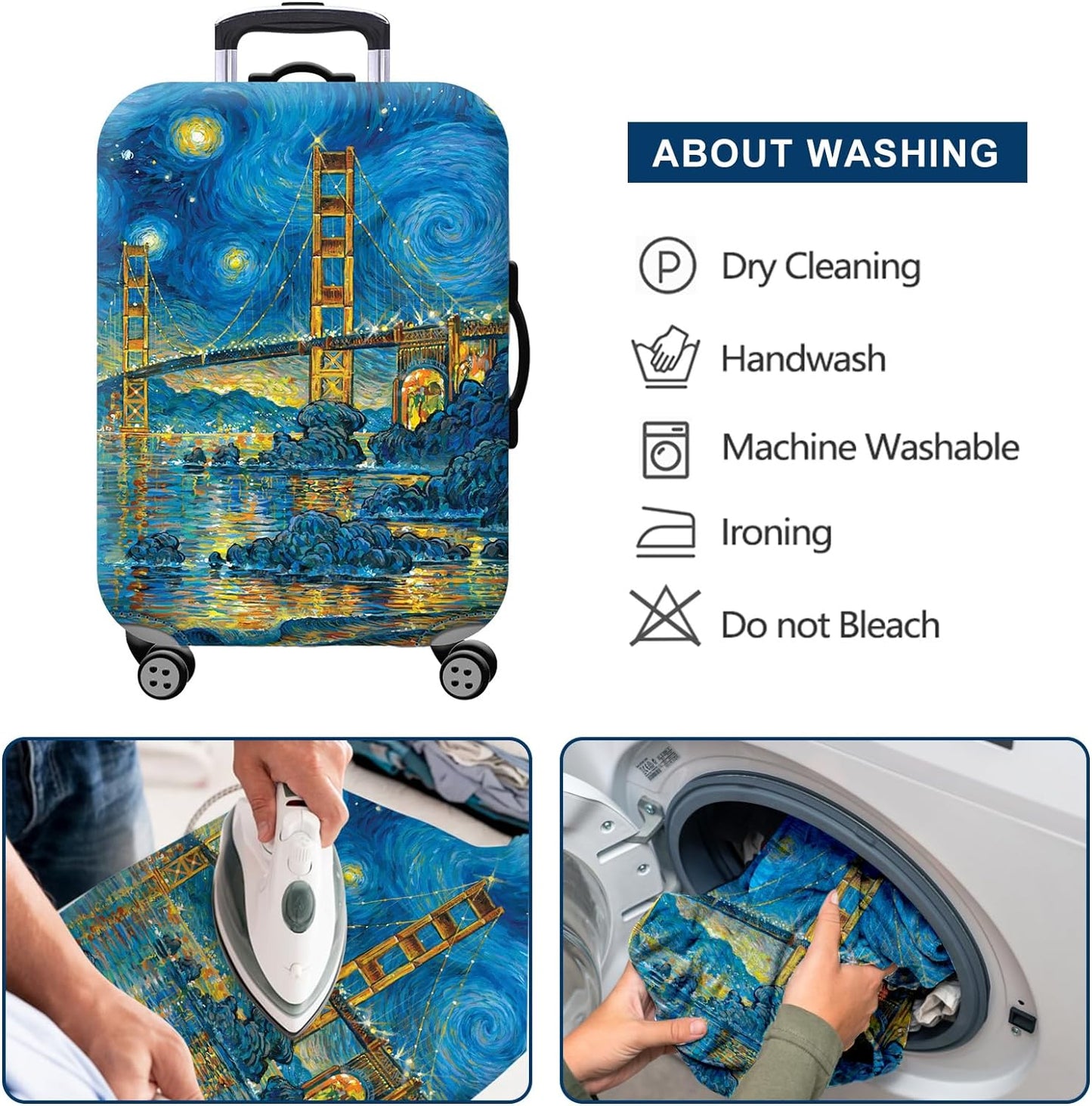 Homarket Travel Luggage Cover Suitcase Protector 18-32 Inch Suitcase Spandex Baggage Covers Washable Dustproof Anti-Scratch (L(26-28 inch luggage), H560)