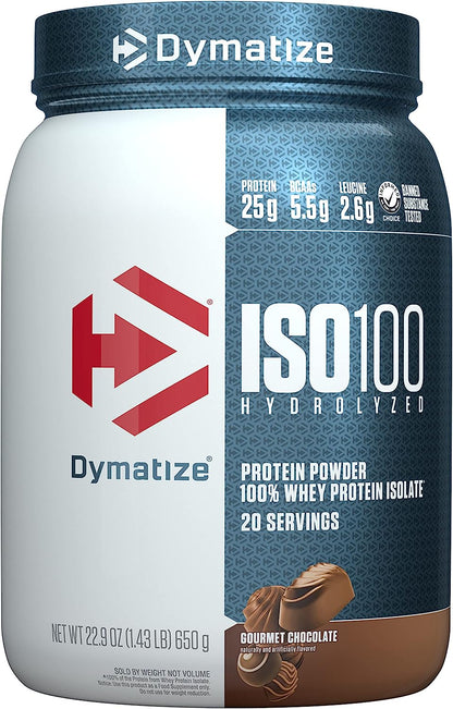 Dymatize ISO100 Hydrolyzed 100% Whey Isolate Protein Powder in Dunkin' Cappuccino Flavor, 25g Protein, 95mg Caffeine, 5.5g BCAAs, Gluten Free, Fast Absorbing, Easy Digesting, 21.5 Oz