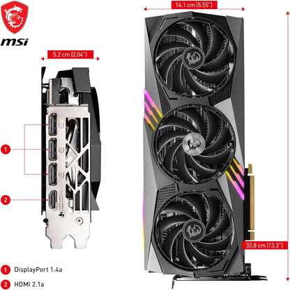 MSI GeForce RTX 4070 GAMING X TRIO 12G Graphics Card - RTX 4070 GPU, 12GB GDDR6X (21Gbps/192-bit), PCIe 4.0 - TRI FROZR 3 (3 x TORX Fan 5.0), RGB - HDMI 2.1, DisplayPort 1.4a