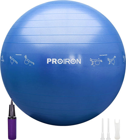 PROIRON Yoga Ball Anti-Burst Exercise Ball Chair with Quick Pump Slip Resistant Gym Ball Supports 500KG Balance Ball for Pilates Yoga Birthing Pregnancy Stability Gym Workout Training