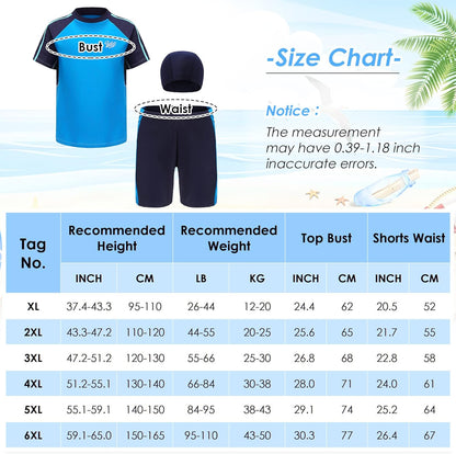 Maeau Boys Rash Guard Swimsuit UPF 50+ Swim Bathing Suit 3 Piece Sun Protection Swimwear Set