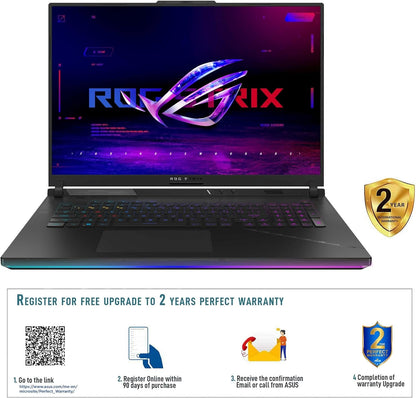 ASUS ROG Strix SCAR 18 G834JY-N6064W Black, Gaming Laptop, i9-13980HX, 32GB, 2TB Performance SSD, NV RTX4090, WIN11 HOME, 18 inch QHD+ 16:10 (2560 x 1600, WQXGA) 240Hz, RGB-Eng-Arb-KB + ROG Backpack.