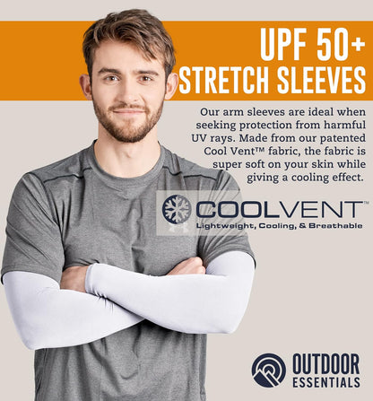 OutdoorEssentials UV Sun Protection Arm Sleeves - Cooling Compression Arm Sleeve - Sports & UV Arm Sleeves for Men & Women