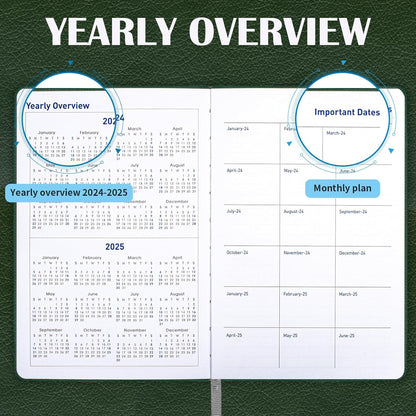 2024 Leather Planner Weekly and Monthly, 18 Months Calendar Book, 2024 Academic Planner From Jan. 2024-June 2025, 2024 Appointment Book, Daily Agenda, Yearly Teachers Planner (5.7 X 8.5" Black)