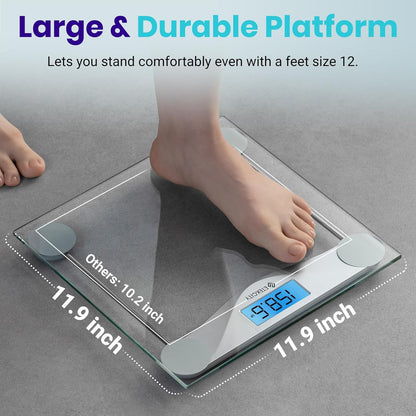 Etekcity Bathroom Scale for Body Weight, Digital Weighing Machine for People, Accurate & Large LCD Backlight Display, 6mm Tempered Glass, 400 lbs