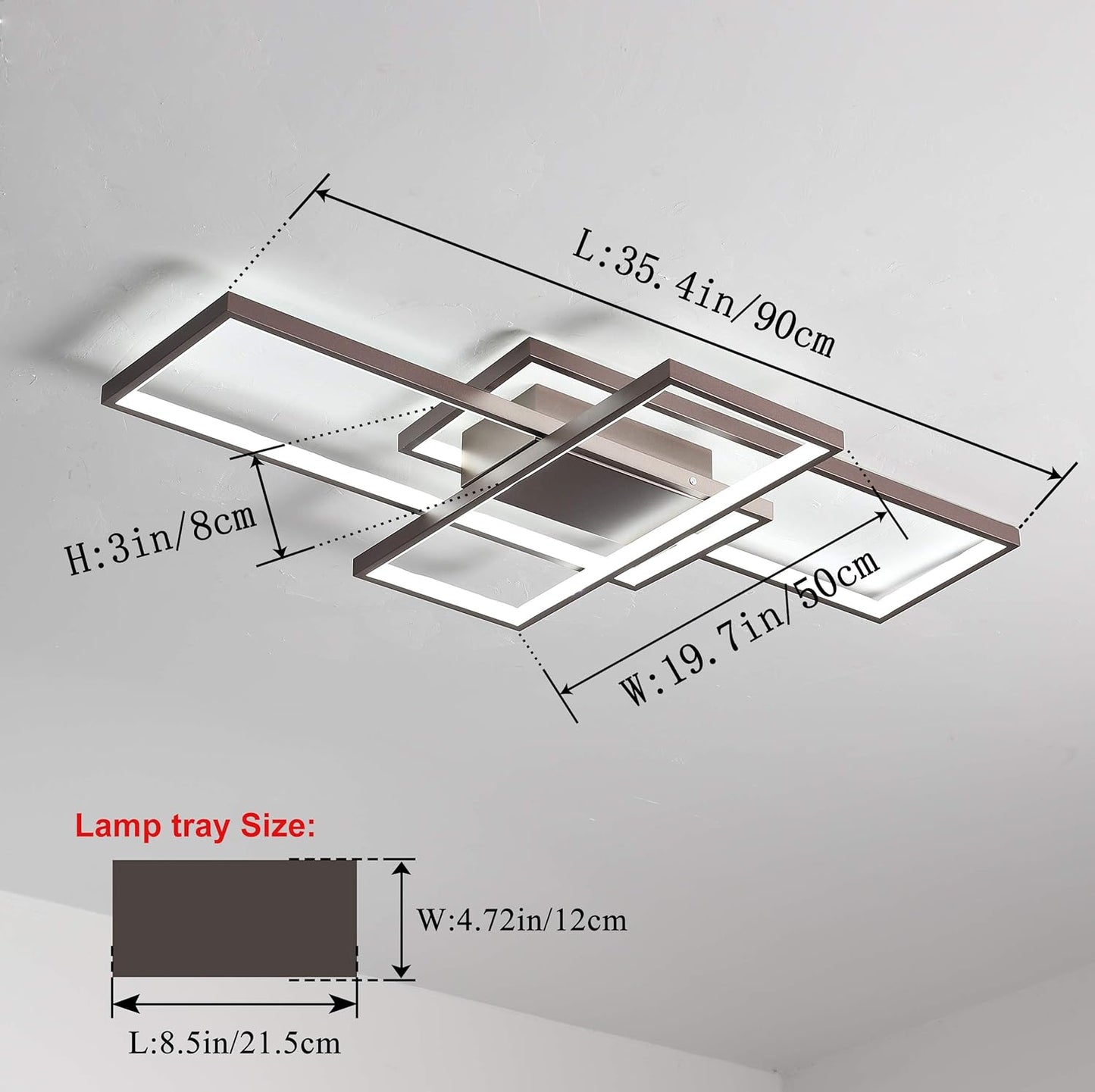 Jaycomey Dimmable Square LED Ceiling Lights, Ceiling Modern Light Acrylic Flush Mount Ceiling Lamps with Remote Control, 50W Black Ceiling Light Fixture for Living Dining Room Bedroom Kitchen