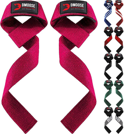 DMoose lifting straps for weight lifting, Crossfit, Bodybuilding, Powerlifting and deadlifting. Soft Neoprene Padded-24” Wrist Straps (Pair), Support Max Grip Strength Training and Barbell Stability