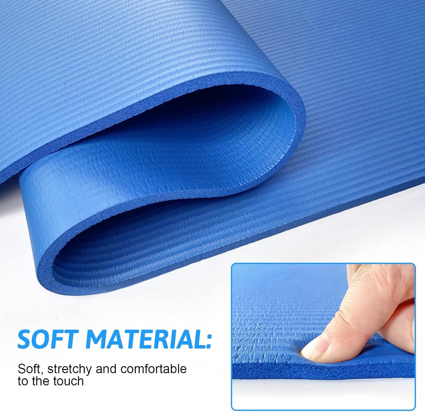 SKY-TOUCH Yoga Mat Non Slip, Yoga Mat with Strap Included 10mm Thick Exercise Mat Ideal for HiiT, Pilates, Yoga and Many Other Home Workouts