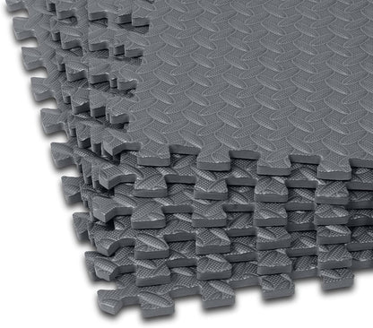 Amazon Basics Foam Interlocking Exercise Gym Floor Mat Tiles - Pack of 6, 24 x 24 x .5 Inches