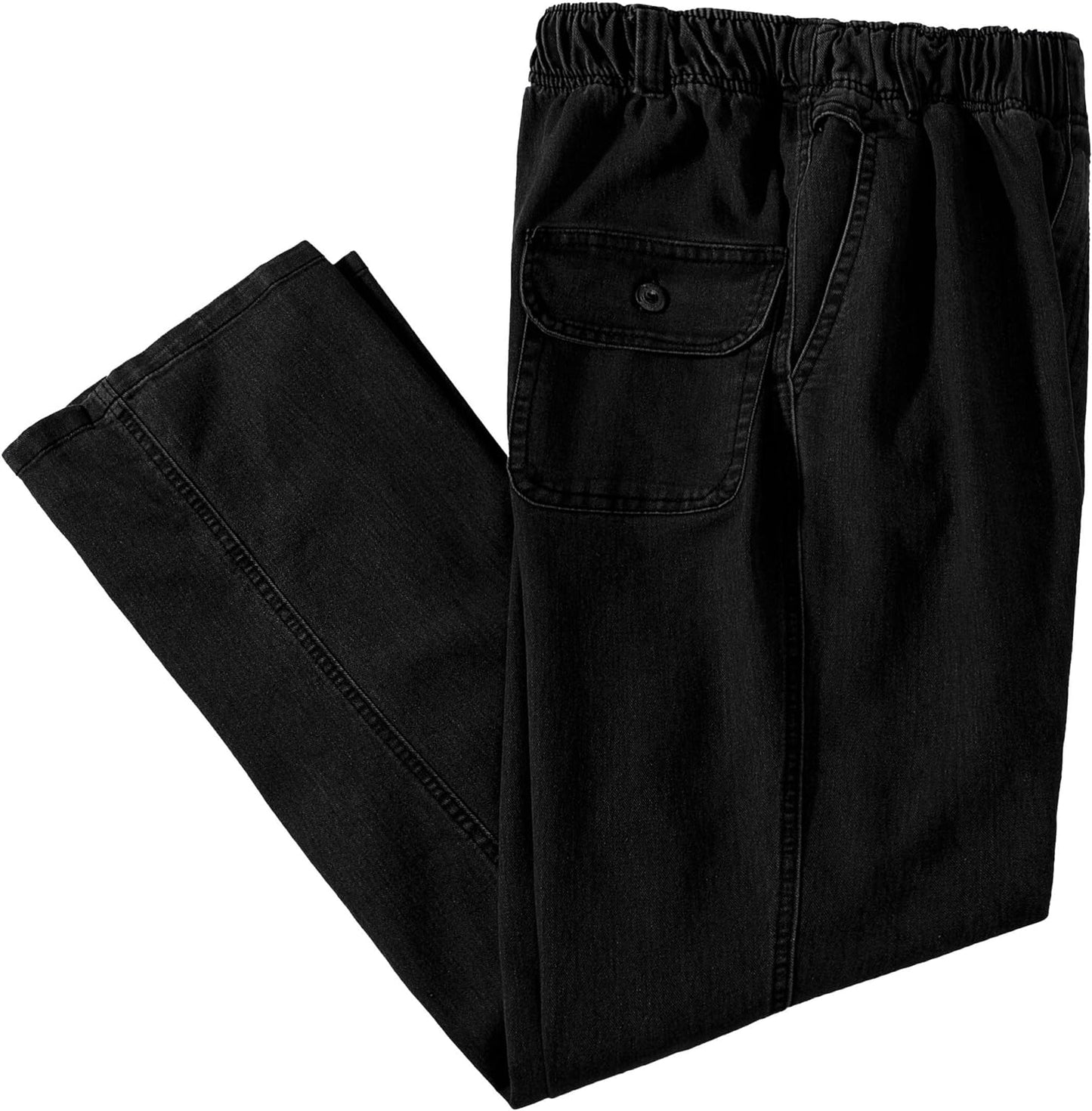 IDEALSANXUN Men’s Elastic Waist Loose Fit Denim Pants Casual Solid Jeans Trouser