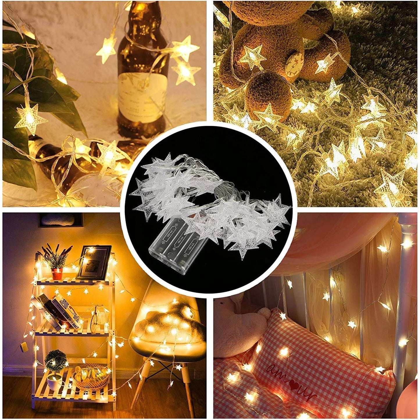 MOLANLY Star String Lights, 80 LED 33 FT Bedroom Lights Star Fairy Lights LED Twinkle Lights for Bedroom, Wedding Fairy Lights Waterproof Light for Garden Birthday Party Dorm Decorations (Warm White)