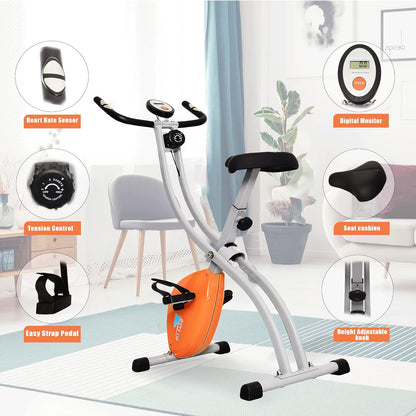 SKY LAND Portable Sports X bike Upright Exercise Bike With 8 Level Resistance, Stationary Exercise Bike Orange - EM-1539