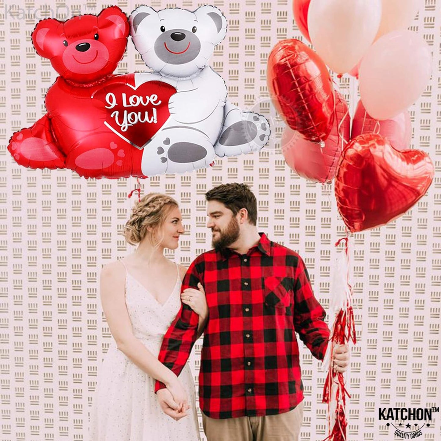 Teddy Bear Foil Balloon - Large, 23 Inch | Hugging Bear I Love You Balloons for Valentines Day Decor | Romantic Decorations Special Night | Valentines Day Balloons for Wedding, Anniversary, Proposal