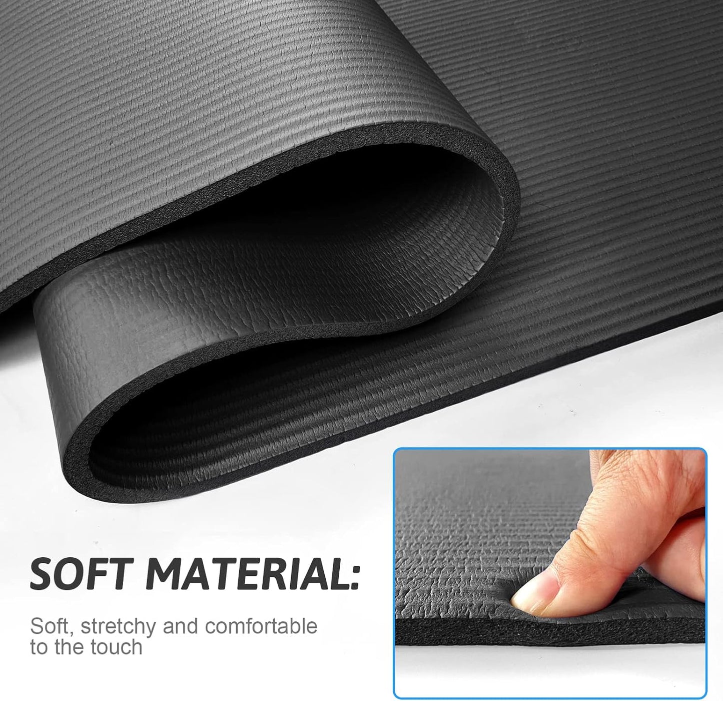 SKY-TOUCH Yoga Mat Non Slip, Yoga Mat with Strap Included 10mm Thick Exercise Mat Ideal for HiiT, Pilates, Yoga and Many Other Home Workouts