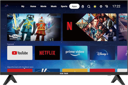 Star Track LED Smart TV, HD, 32 Inch, Android 13.0,A+ Screen, WiFi, MIRACAST, Netflix, YouTube, Prime Video, HDMI, USB