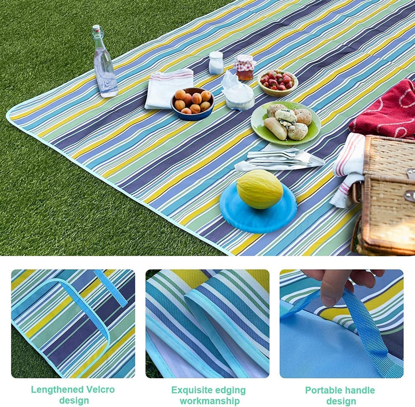 SKY-TOUCH Foldable Picnic Blanket Waterproof Beach Blanket Waterproof Picnic Blanket Portable Picnic Mat Portable Beach Mat For Outdoor Camping Family Outdoor Park Garden 200×150cm