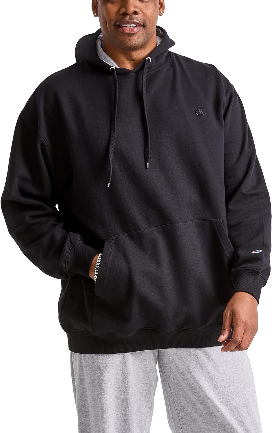 Champion mens Hoodie, Powerblend, Fleece Striped Sweatshirt for Men (Reg. Or Big & Tall) Hooded Sweatshirt