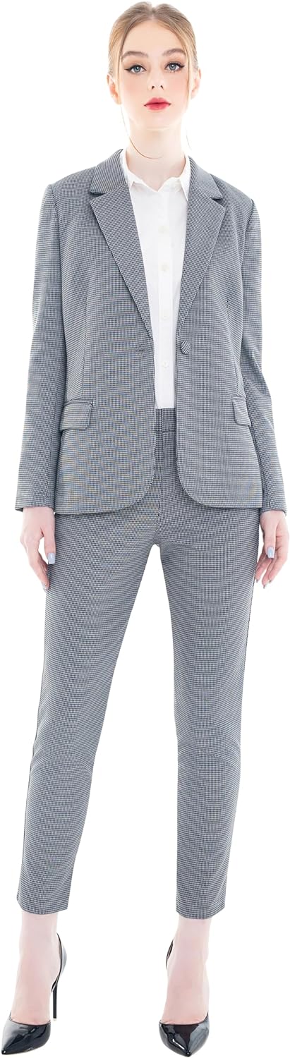 Marycrafts Women's Business Blazer Pant Suit Set for Work