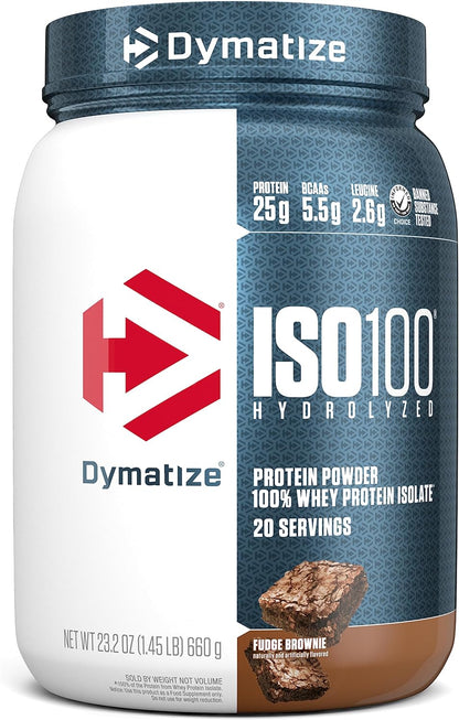 Dymatize ISO100 Hydrolyzed 100% Whey Isolate Protein Powder in Dunkin' Cappuccino Flavor, 25g Protein, 95mg Caffeine, 5.5g BCAAs, Gluten Free, Fast Absorbing, Easy Digesting, 21.5 Oz