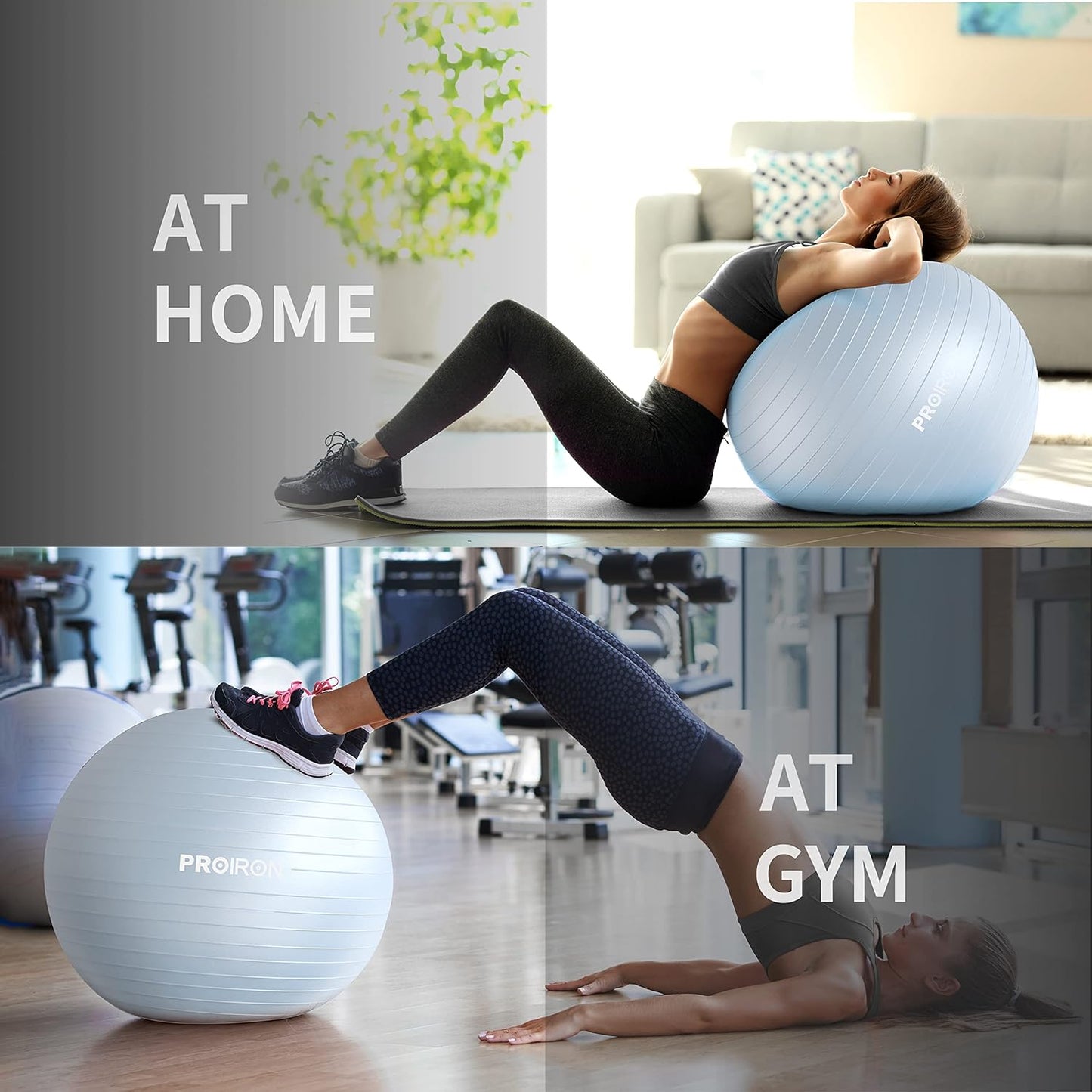 PROIRON Yoga Ball Anti-Burst Exercise Ball Chair with Quick Pump Slip Resistant Gym Ball Supports 500KG Balance Ball for Pilates Yoga Birthing Pregnancy Stability Gym Workout Training