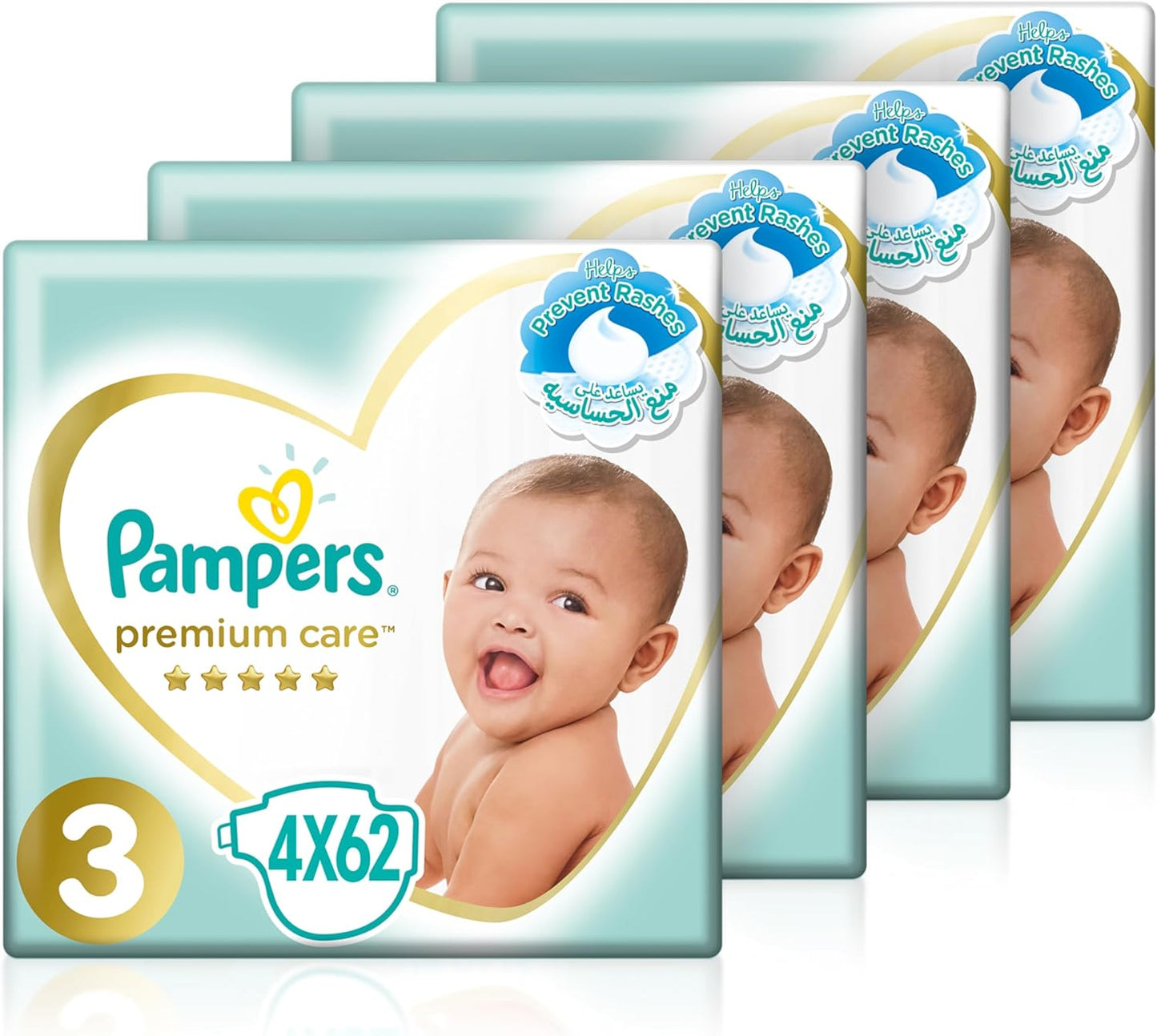 Pampers Premium Care Taped Baby Diapers, Size 3, 6-10 kg, Unique Softest Absorption for Ultimate Skin Protection, 248 Count