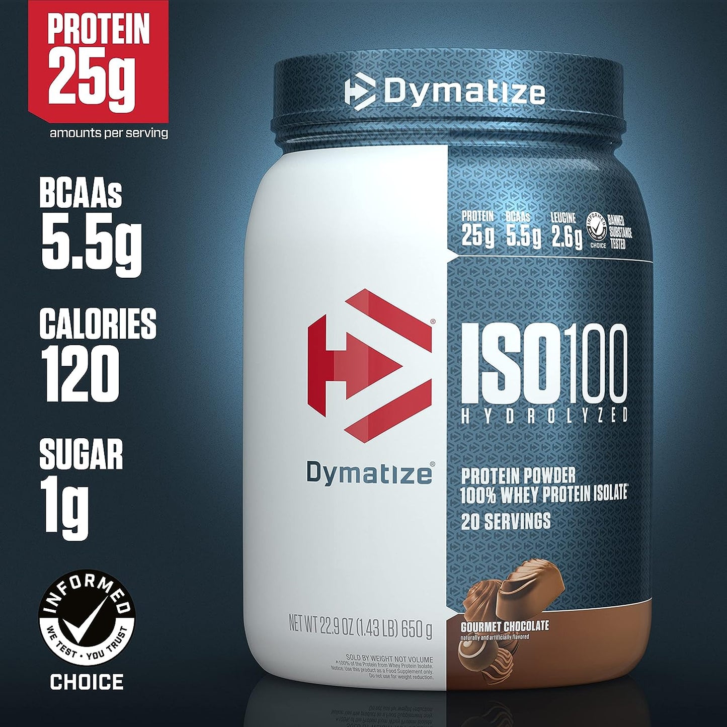 Dymatize ISO100 Hydrolyzed 100% Whey Isolate Protein Powder in Dunkin' Cappuccino Flavor, 25g Protein, 95mg Caffeine, 5.5g BCAAs, Gluten Free, Fast Absorbing, Easy Digesting, 21.5 Oz