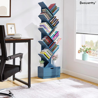 Beauenty Desktop Tree Bookshelf,Display Storage Shelf 5Tier,Wood Bookcase For Home/School/Book/Magazine/Office/StudyTable/Bedroom (Brown)