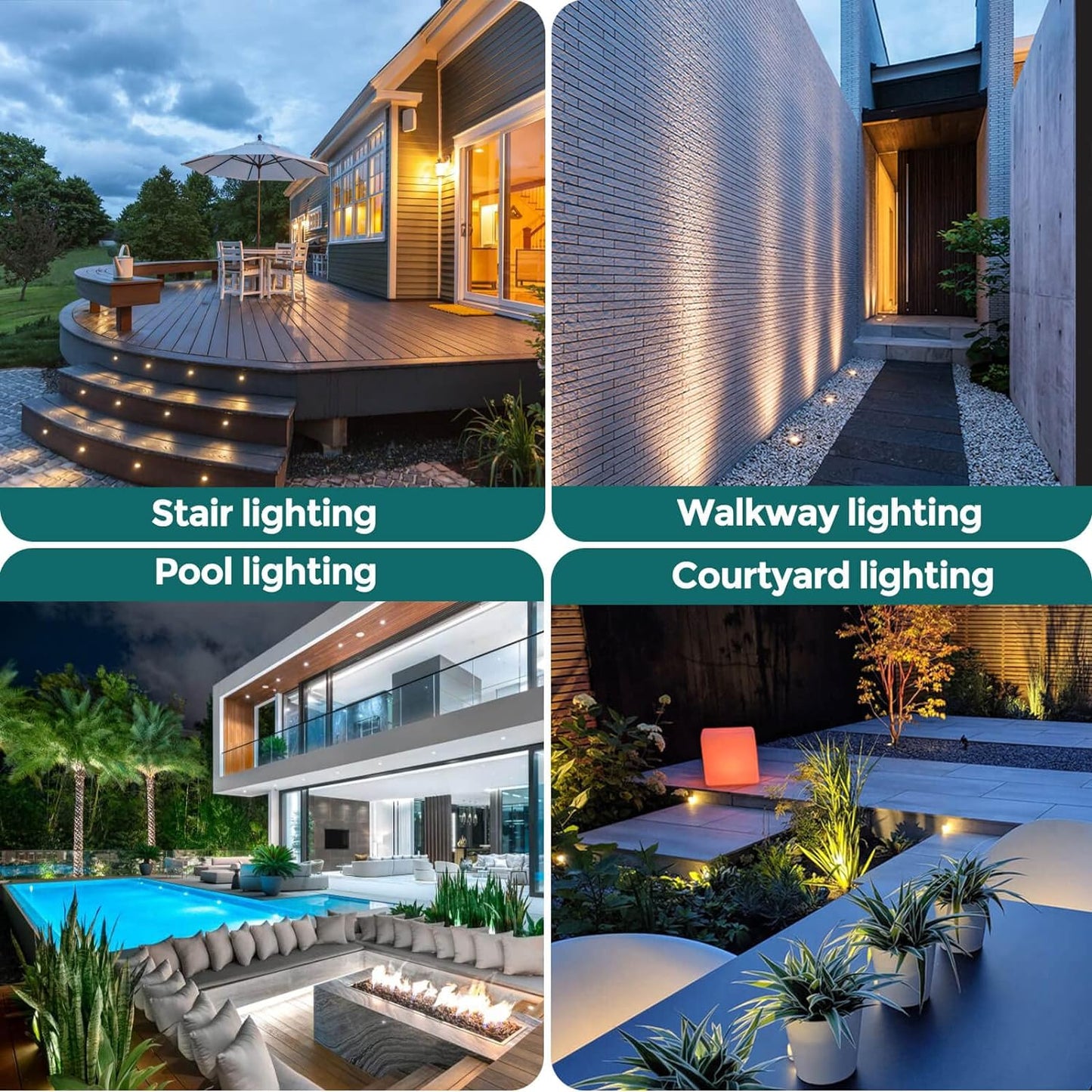 Gardencoin Outdoor Recessed LED Lights, Heavy Duty Deck Stair and Driveway Lighting, 1W 12-24V Low Voltage Landscape In Ground Well Light, Underwater Light Ultra Waterproof, Dimmable(3000K-6pack)