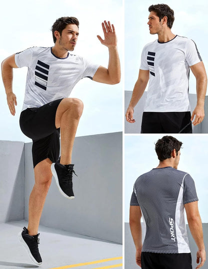 5 Pack Men’s Active Quick Dry Crew Neck T Shirts | Athletic Running Gym Workout Short Sleeve Tee Tops Bulk