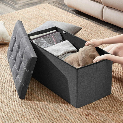 VF UAE Official Store Foldable Storage Ottoman Bench, Footrest Shoe Bench with 80L Storage Space nd of Bed Storage Seat (Gray)