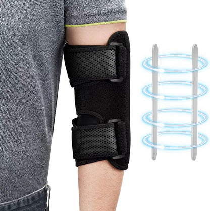 Elbow Brace, Comfortable Night Elbow Support, Adjustable Elbow Stabilizer, for Sleep Elbow Splint, with 2 Removable Metal Splints for Cubital Tunnel Syndrome, Tendonitis, Ulnar Nerve, Tennis