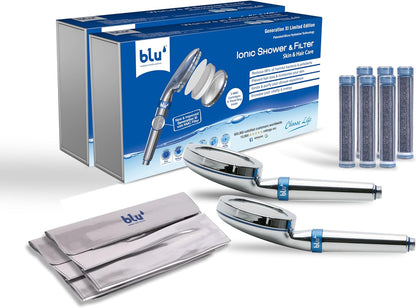 blu Ionic Shower Head & Filter - Handheld - Matt Nickel - Removes Chlorine & Harmful Pollutants - Skin & Haircare