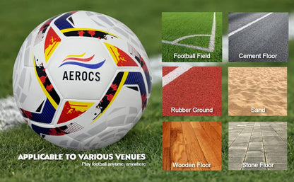 AEROCS Soccer Ball World Cup Football Size 5, Machine Stitched, Best Indoor/Outdoor Football, for Soccer Players and Football Fans