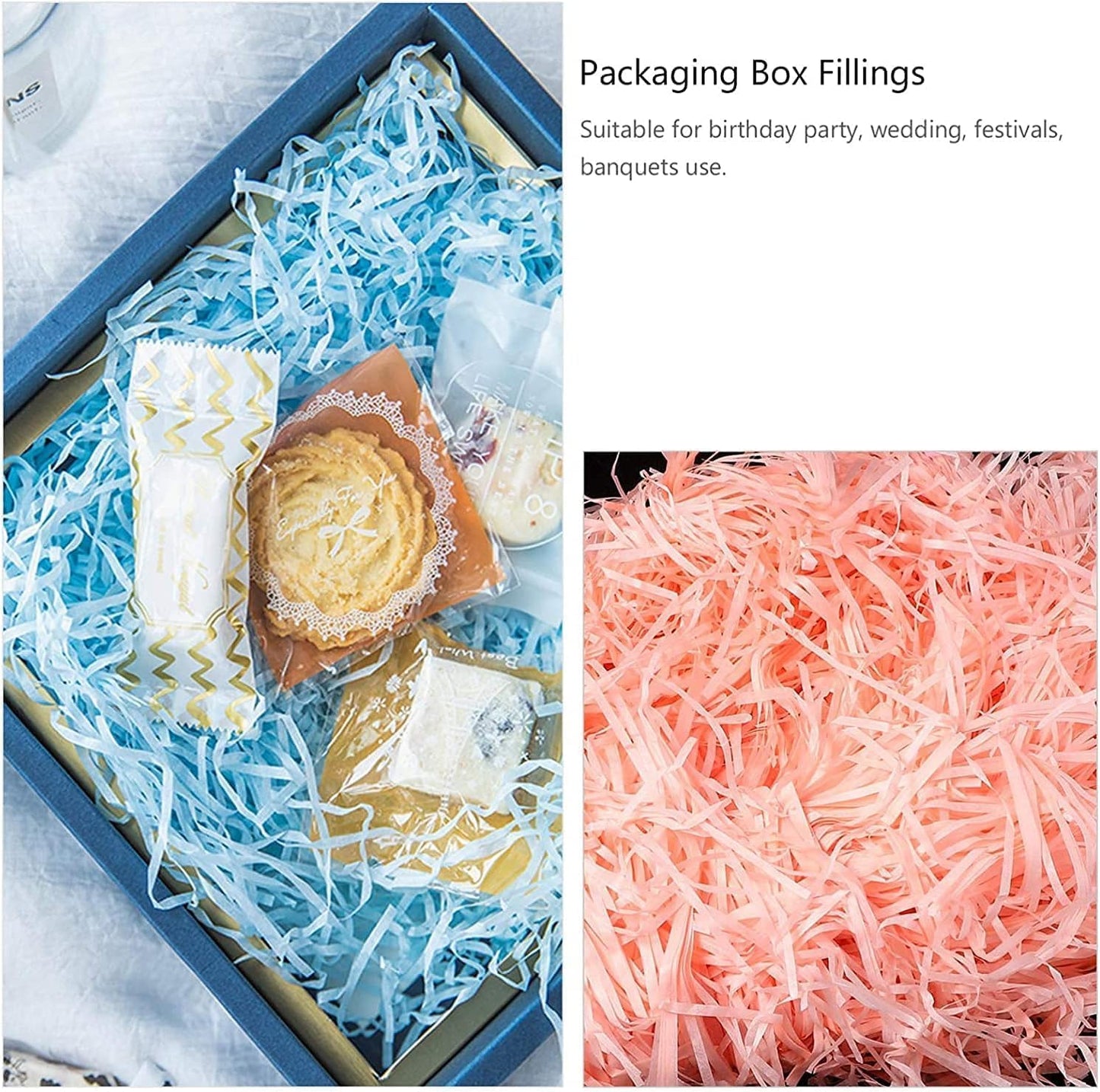 REDDOTGIFT® 100 gram Raffia Paper Shreds Strands Eco-friendly Shredded Crinkle Confetti Crinkle Cut Paper Filling Shredded Paper for Hamper Gift Box Filling (Off-White)