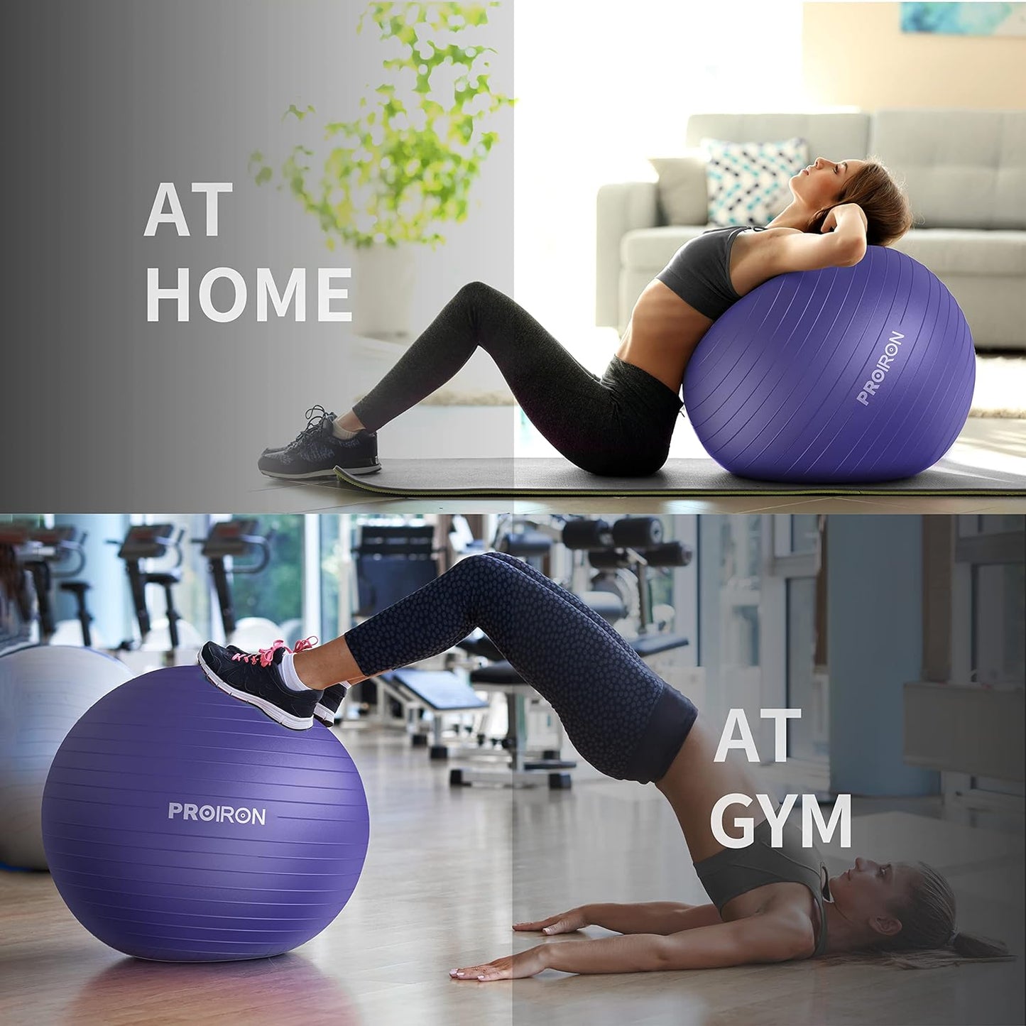 PROIRON Yoga Ball Anti-Burst Exercise Ball Chair with Quick Pump Slip Resistant Gym Ball Supports 500KG Balance Ball for Pilates Yoga Birthing Pregnancy Stability Gym Workout Training