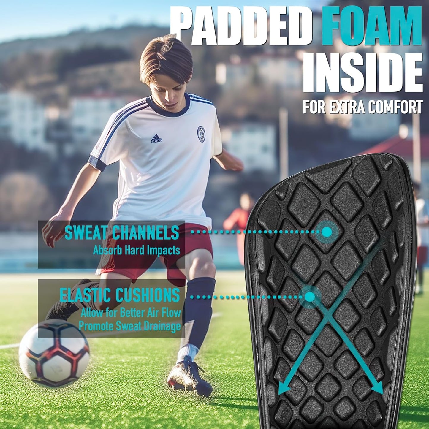 Rness Football Shin Guards and Anti-Slip Sleeves Set, Soccer, Breathable, Lightweight, Professional