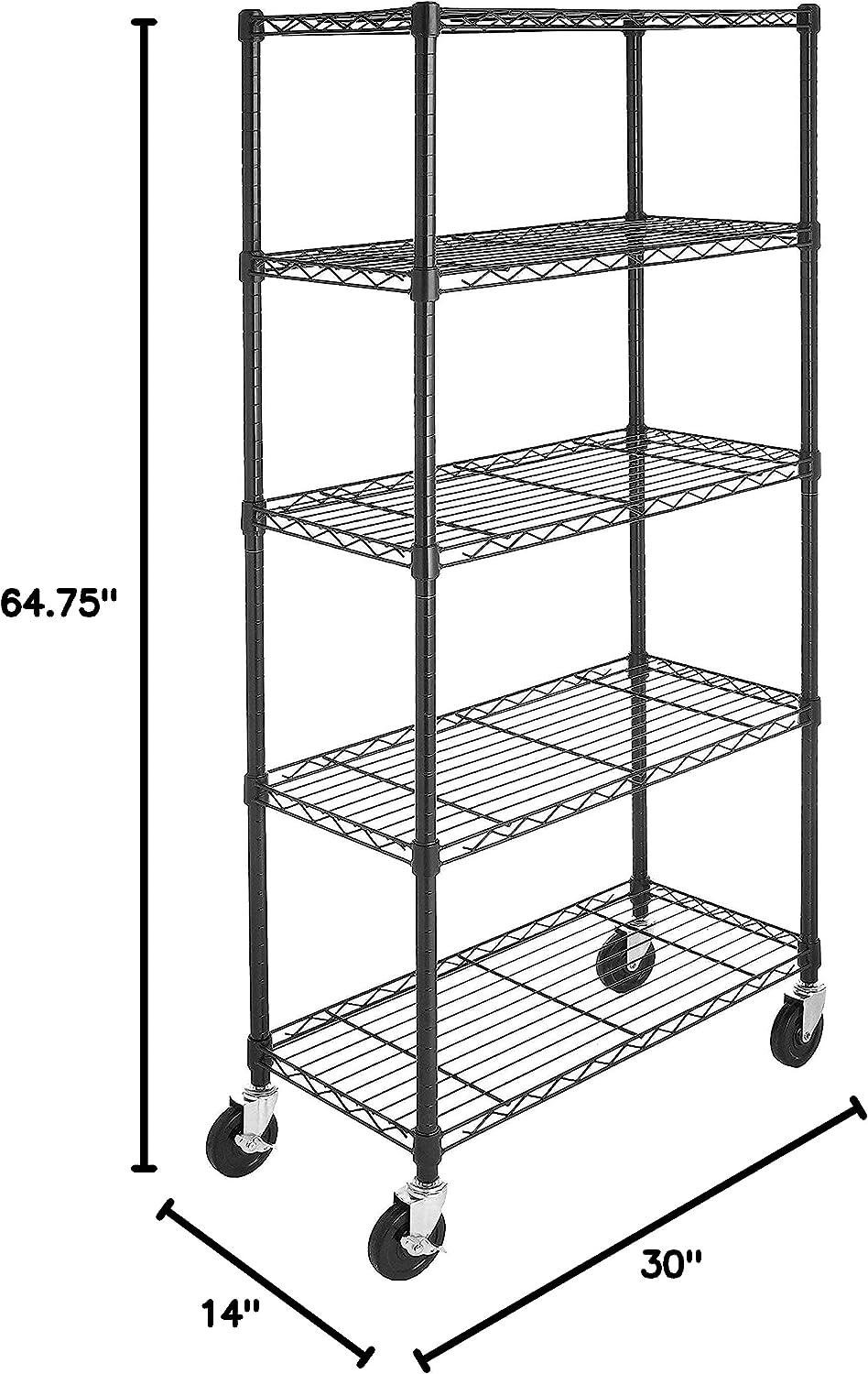 Amazon Basics 5-Shelf Adjustable, Heavy Duty Storage Shelving Unit (158.5 kgs loading capacity per shelf), Steel Organizer Wire Rack, Black (91.4 x 35.5 x 182.8 cm)