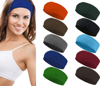 Styla Hair 10 Pack Stretch Headbands Non-Slip Head Wraps Great for Sports, Yoga, Pilates, Running, Gym, Workouts, Baseball, Casual Wear, Gifts & More!