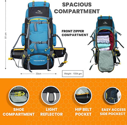 TRAWOC 80L Travel Backpack for Outdoor Sport Camp Hiking Trekking Bag Camping Rucksack HK007