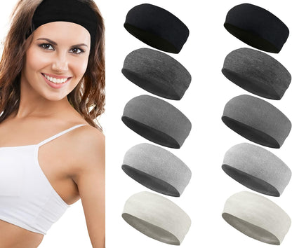 Styla Hair 10 Pack Stretch Headbands Non-Slip Head Wraps Great for Sports, Yoga, Pilates, Running, Gym, Workouts, Baseball, Casual Wear, Gifts & More!