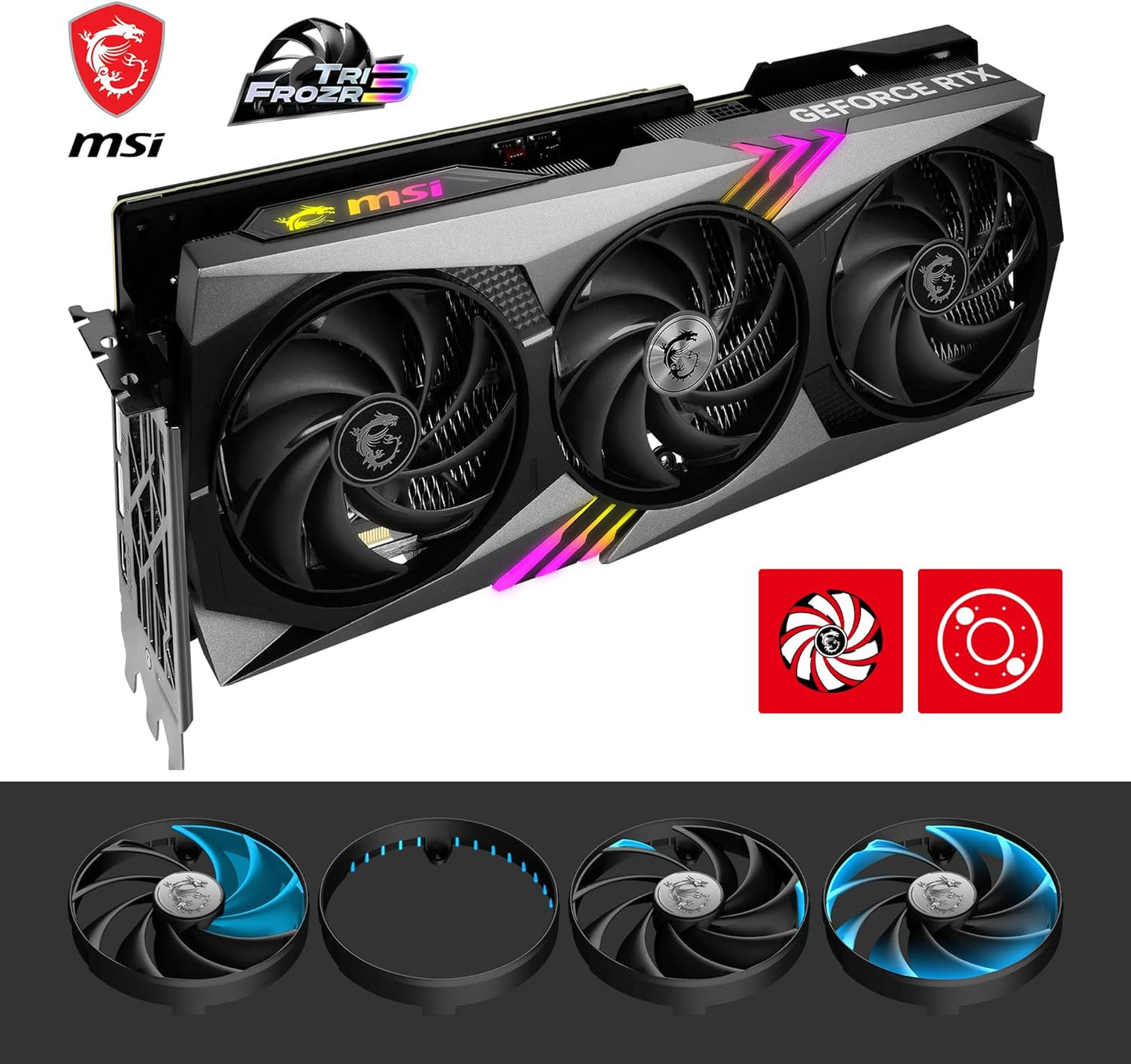 MSI GeForce RTX 4070 GAMING X TRIO 12G Graphics Card - RTX 4070 GPU, 12GB GDDR6X (21Gbps/192-bit), PCIe 4.0 - TRI FROZR 3 (3 x TORX Fan 5.0), RGB - HDMI 2.1, DisplayPort 1.4a