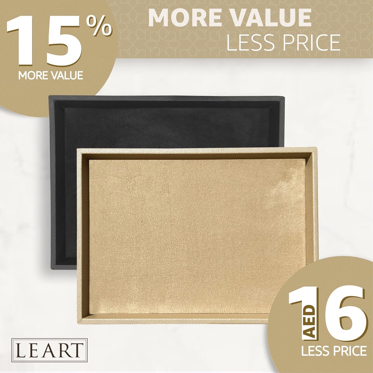 LEART Valet Tray for Men & Women – Leather Tray Organizer | Bedside, Nightstand, Office Desk Organizer Tray | Catchall Tray (Black)