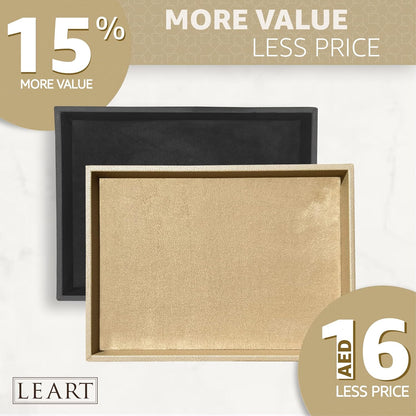 LEART Valet Tray for Men & Women – Leather Tray Organizer | Bedside, Nightstand, Office Desk Organizer Tray | Catchall Tray (Black)