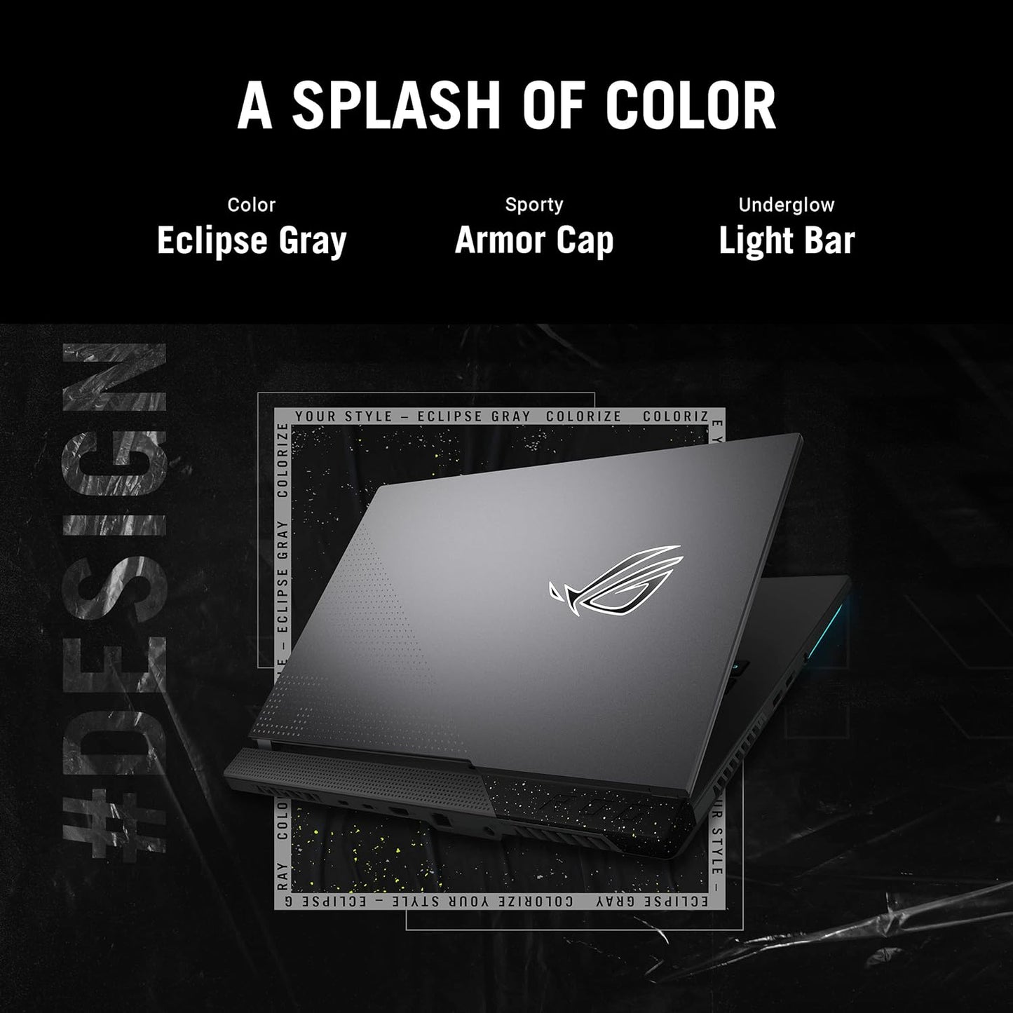 Asus ROG Strix G15 G513RC-HN088W (Eclipse Gray) Gaming Laptop, R7-6800H 16GB 512GB PCIE G4 SSD, NV RTX3050, WIN11 HOME, 15.6 inch FHD 1920X1080 16:9 144Hz, Backlit-RGB-Eng-Arb-KB