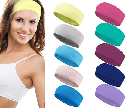 Styla Hair 10 Pack Stretch Headbands Non-Slip Head Wraps Great for Sports, Yoga, Pilates, Running, Gym, Workouts, Baseball, Casual Wear, Gifts & More!