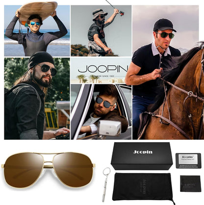 Joopin Rectangular Sunglasses for Men, Al-Mg Metal Frame Military Men Sun Glasses Driving UV Protection